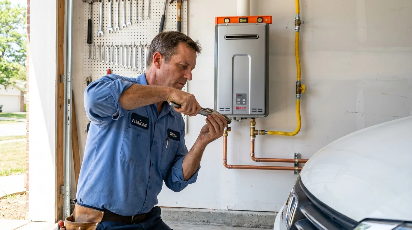 Tankless water heater installation by a Johns Plumbing LLC plumber in Allendale